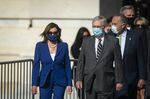 U.S. House Speaker Nancy Pelosi, a Democrat from California, from left, Senate Majority Leader Mitch McConnell
