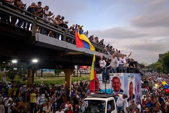 Opposition Candidate Edmundo Gonzalez And Leader Maria Corina Machado Hold Closing Campaign Rally