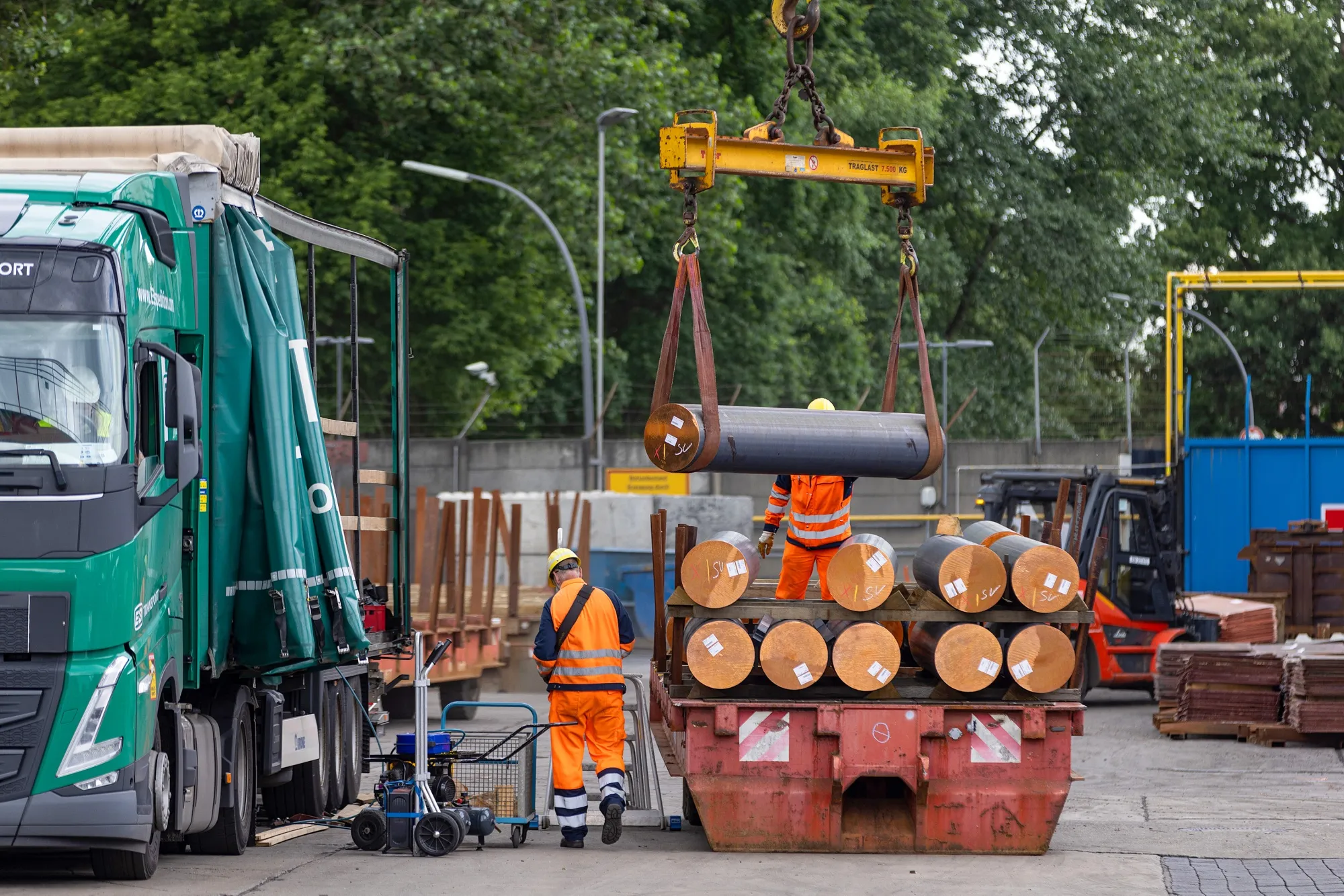 Copper rods in storage at an Aurubis &nbsp;refinery in Germany.