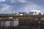 The Chernobyl nuclear power plant. View from Pripyat.
