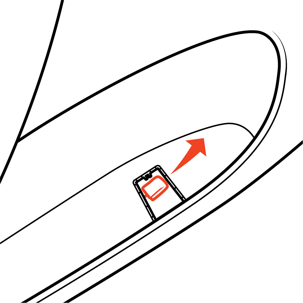 Close up view of the manual release cable