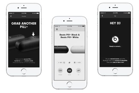 A Beats Pill+ app lets you control multiple units for more volume or stereo sound.