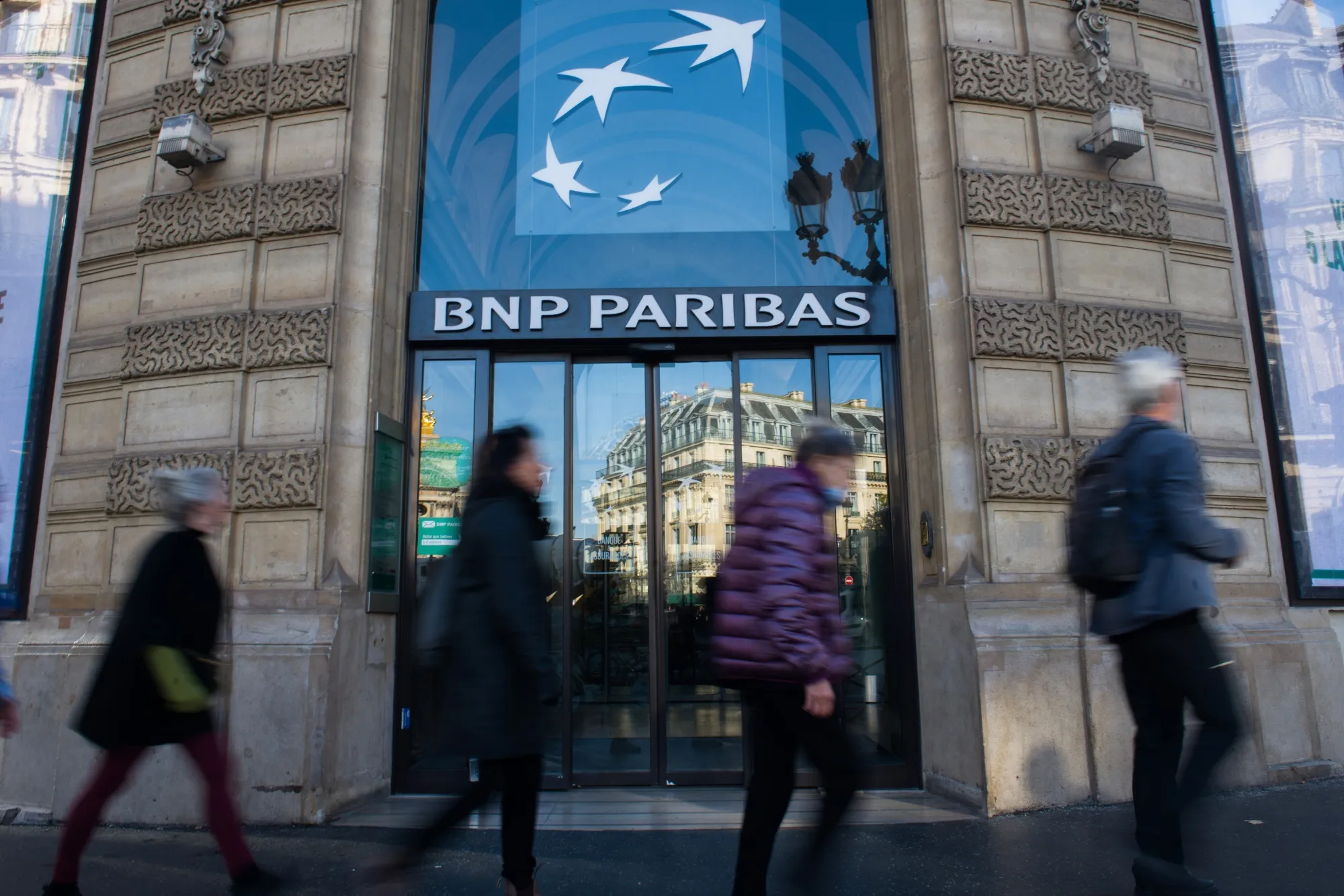 A BNP Paribas SA bank branch in the Opera district of Paris.