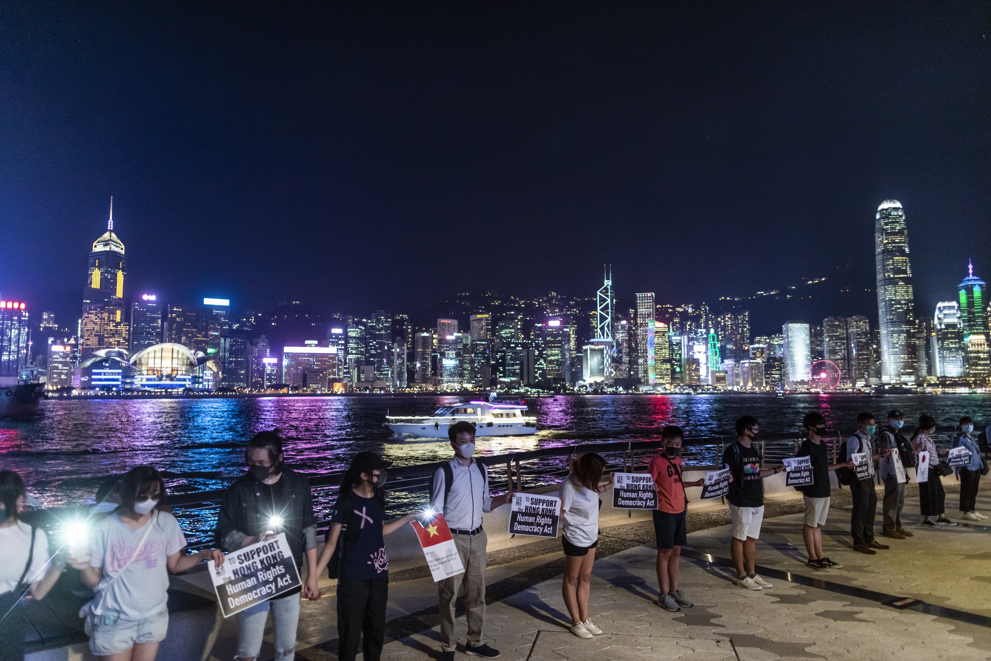 Demonstrators Form Human Chain Ahead of the 12th Weekend of Protests