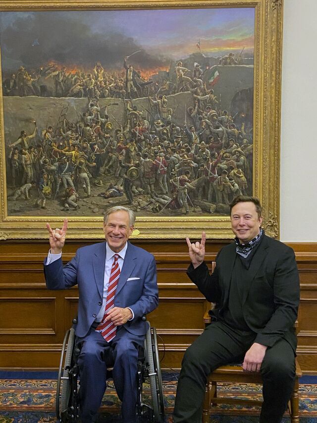 Texas Governor Greg Abbott and Elon Musk