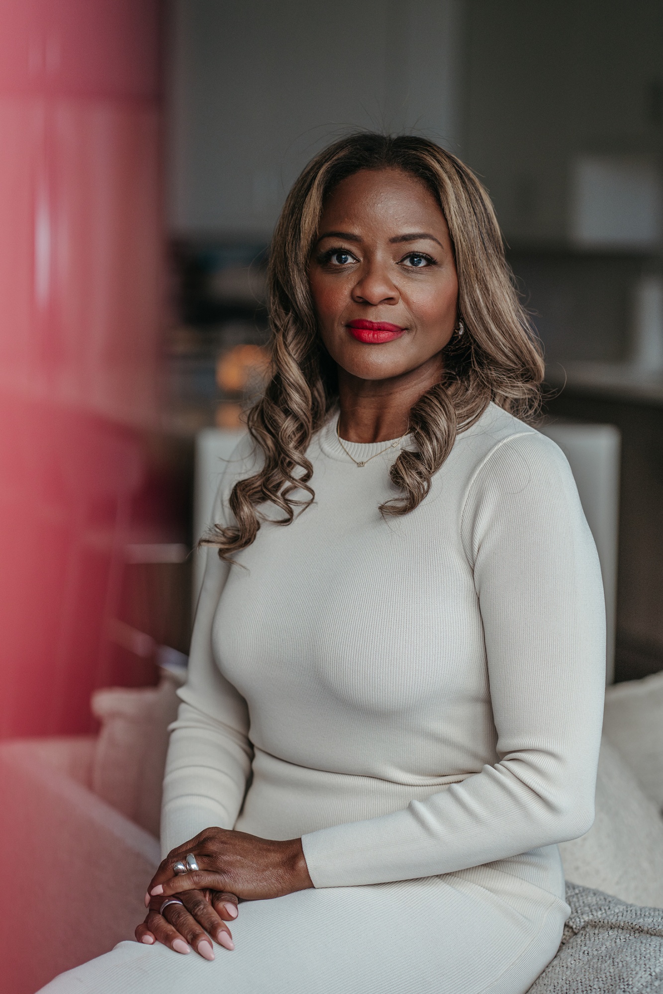 Abby Israel, former head of Equal Employment Opportunity at Cognizant, sits for a portrait at her home in Chicago, Illinois.