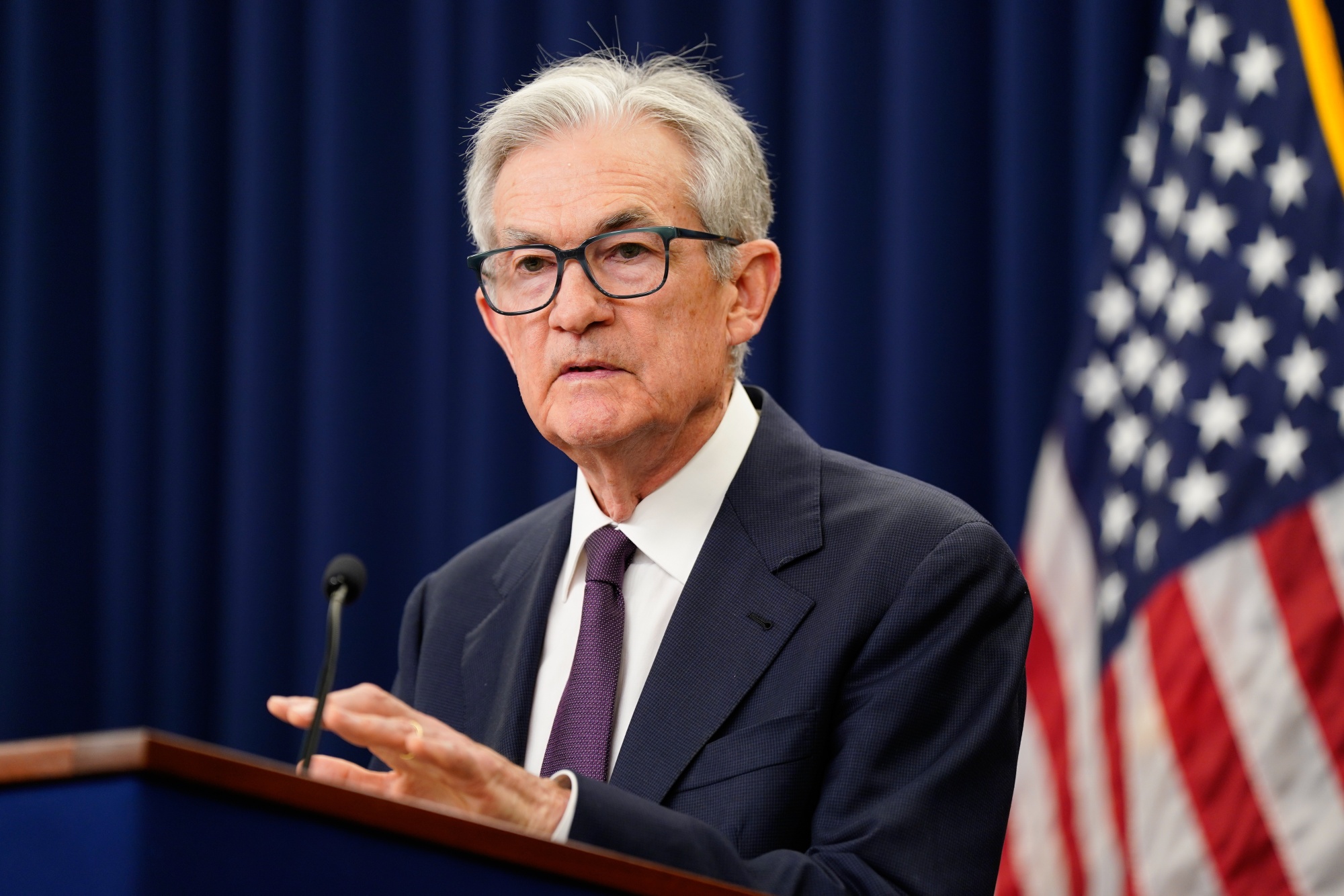 Chairman of the US Federal Reserve Jerome Powell speaks during a news conference following an FOMC meeting in Washington, DC, on June 18.