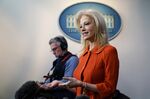 Kellyanne Conway, senior adviser to President Donald Trump, speaks to the media in the briefing room of the the White House in Washington on Feb. 1, 2019.
