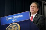 New York Governor Andrew Cuomo speaks during a visit to Medgar Evers College, where he announced a $1.4 billion plan to &quot;transform&quot; central Brooklyn, March 9, 2017.