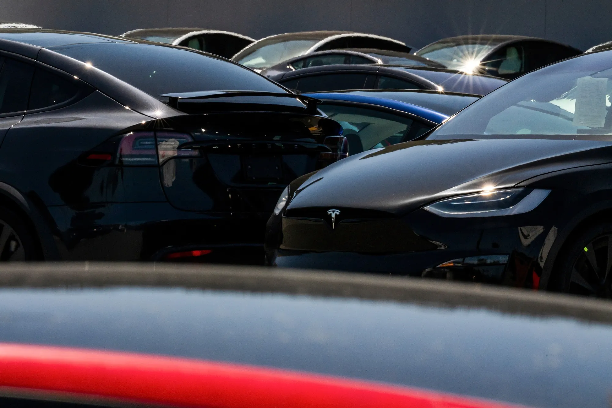 Tesla Model Y vehicles at the company’s store in Colma, California, in April.
