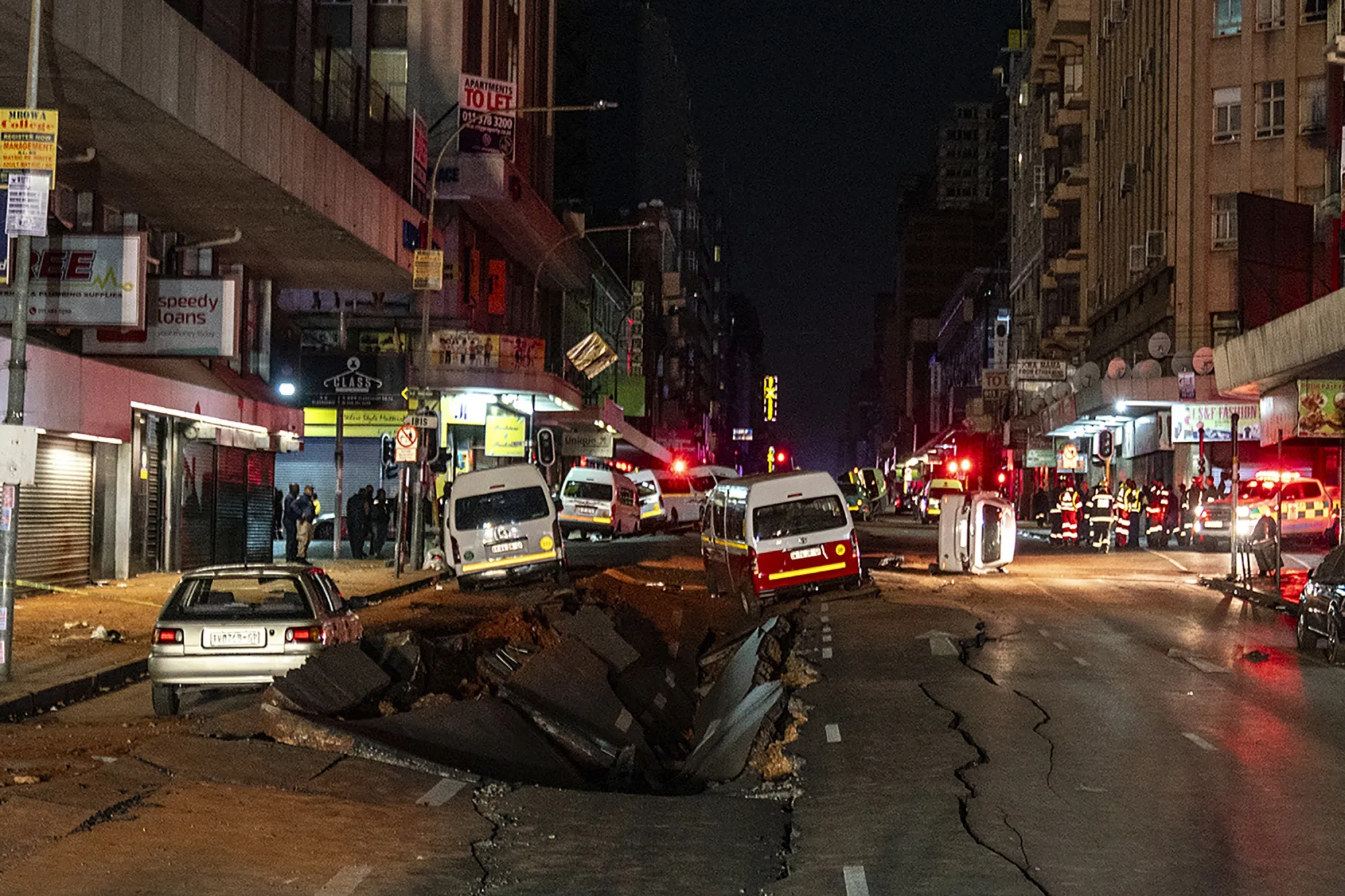 Emergency services at the scene of a gas explosion in Johannesburg, South Africa.