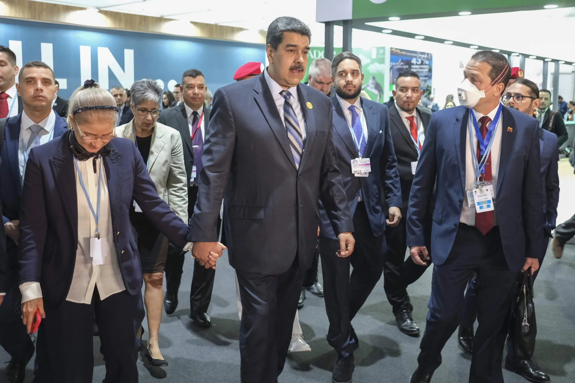 Nicolas Maduro, Venezuela's president, center, at the COP27 climate conference in Sharm El-Sheikh, Egypt, on&nbsp;Nov. 8.&nbsp;