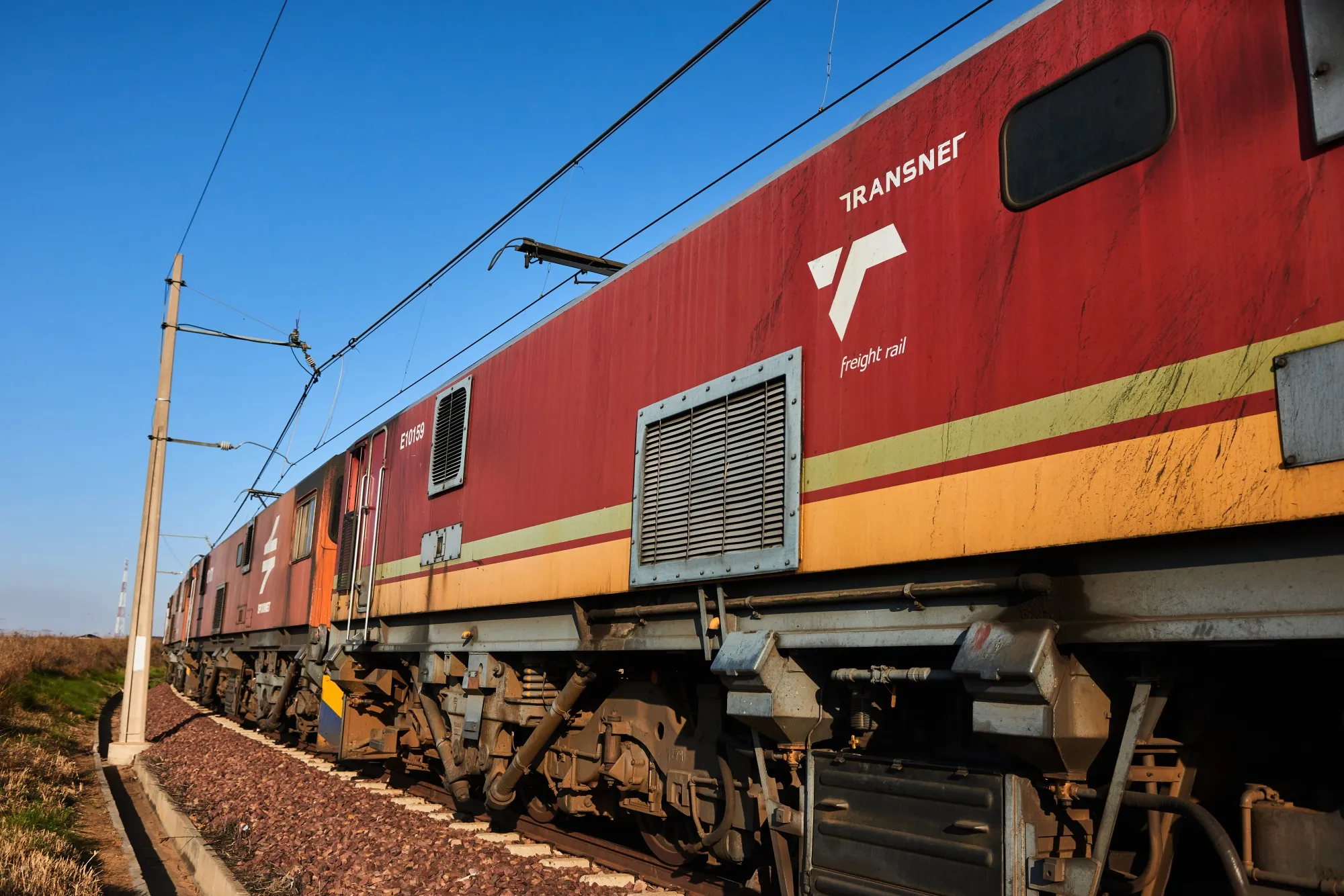 A Transnet freight train in Mpumalanga, South Africa.