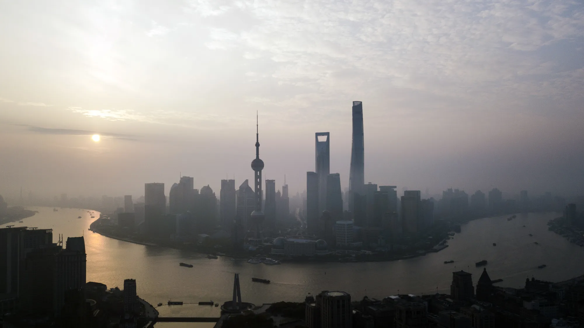 Brightening skies over Shanghai.