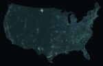 When nighttime data is adjusted for population, certain areas outside cities stand out.
