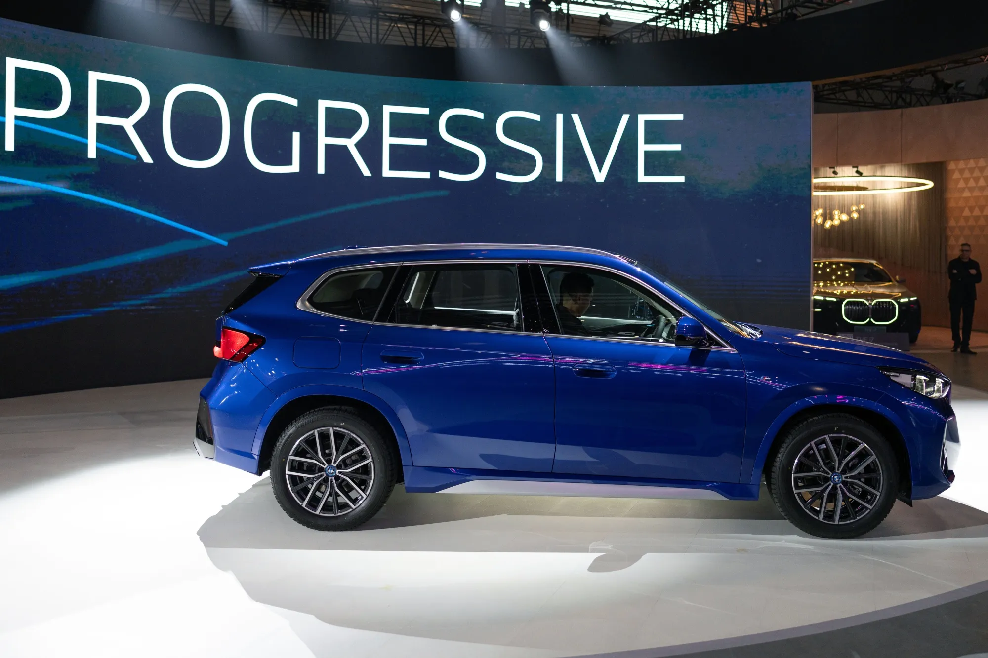 The BMW AG iX1 electric vehicle unveiled at the Bharat Mobility Global Expo in New Delhi in 2025.