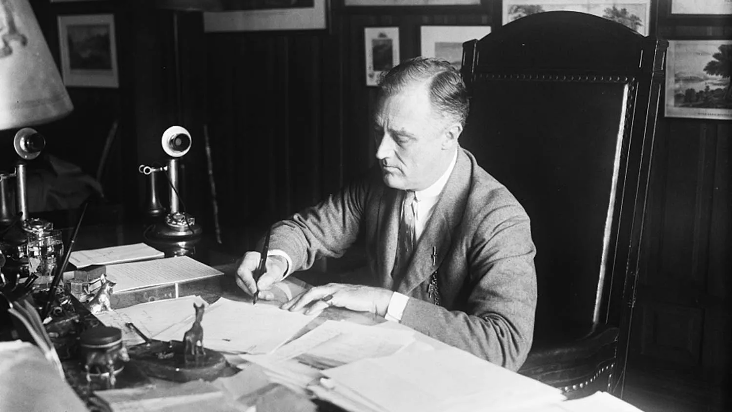 Wage controls created by FDR to curb inflation during World War II spurred employers to offer health coverage as a fringe benefit.
