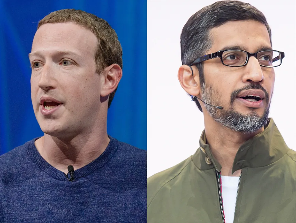 Mark Zuckerberg and&nbsp;Sundar Pichai