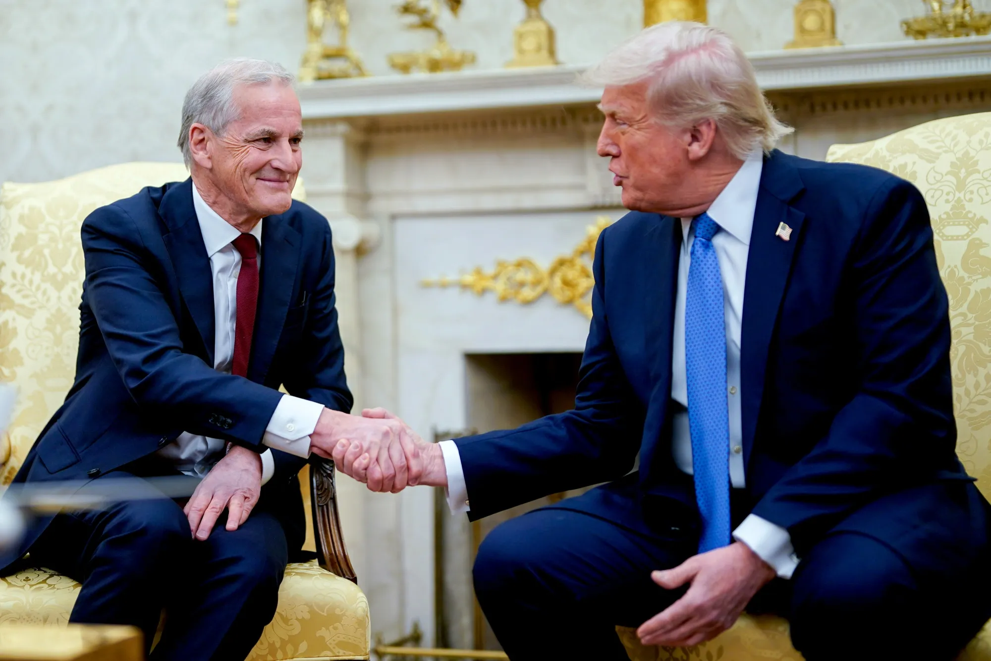 Jonas Gahr Store and Donald Trump at the&nbsp;White House in April.