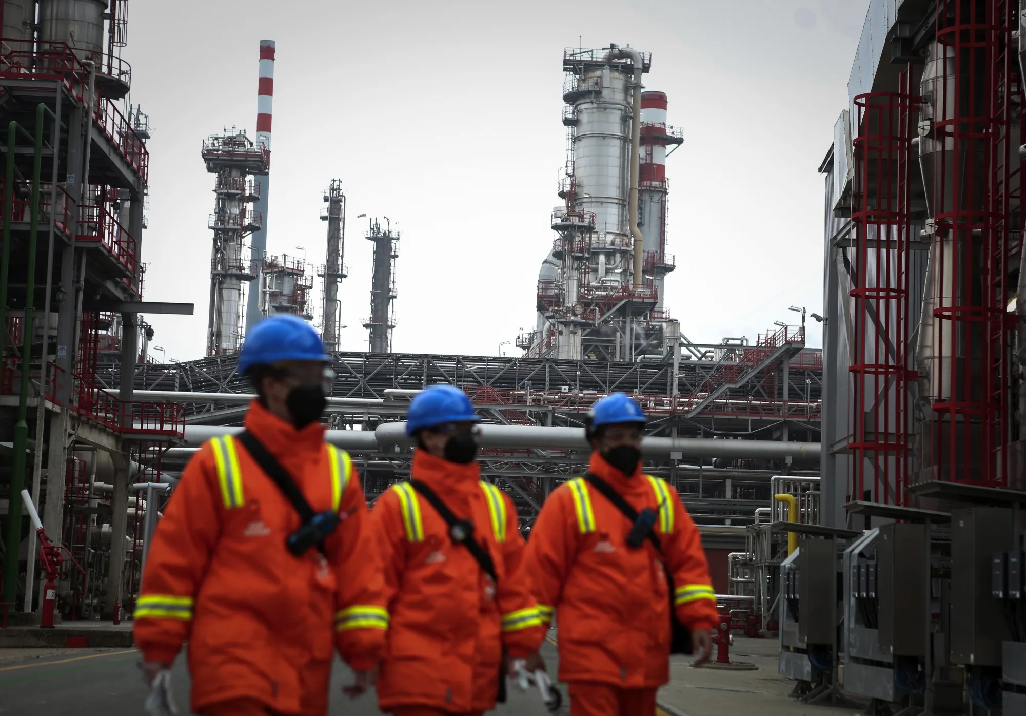 Workera at a NIS refining complex, operated by Gazprom PJSC, in Pancevo, Serbia.