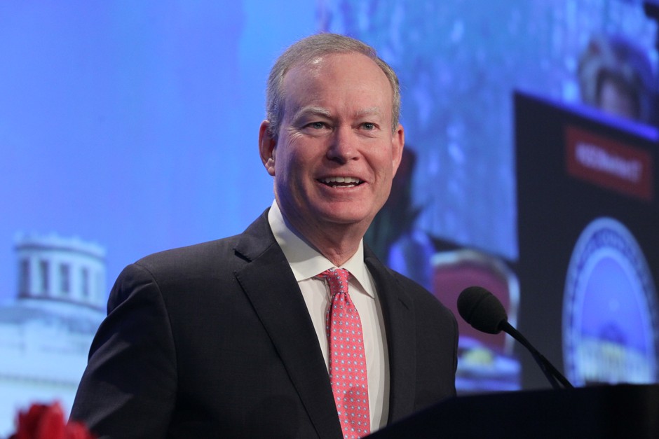 Mayor Mick Cornett of Oklahoma City speaks at the 85th meeting of the U.S. Conference of Mayors, which he currently heads. 