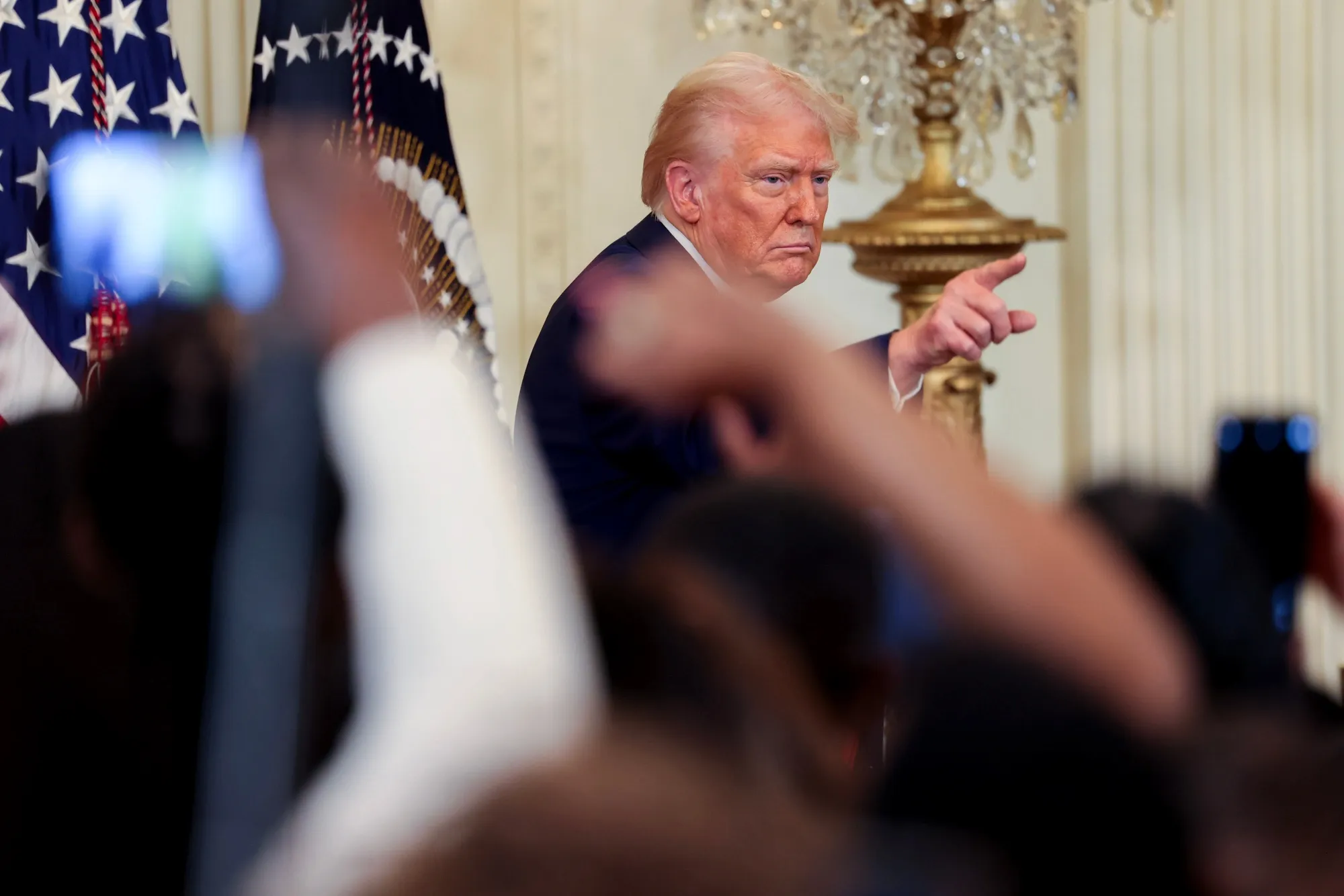 US President Donald Trump at a White House reception for Black History Month, on Feb. 20, 2025.