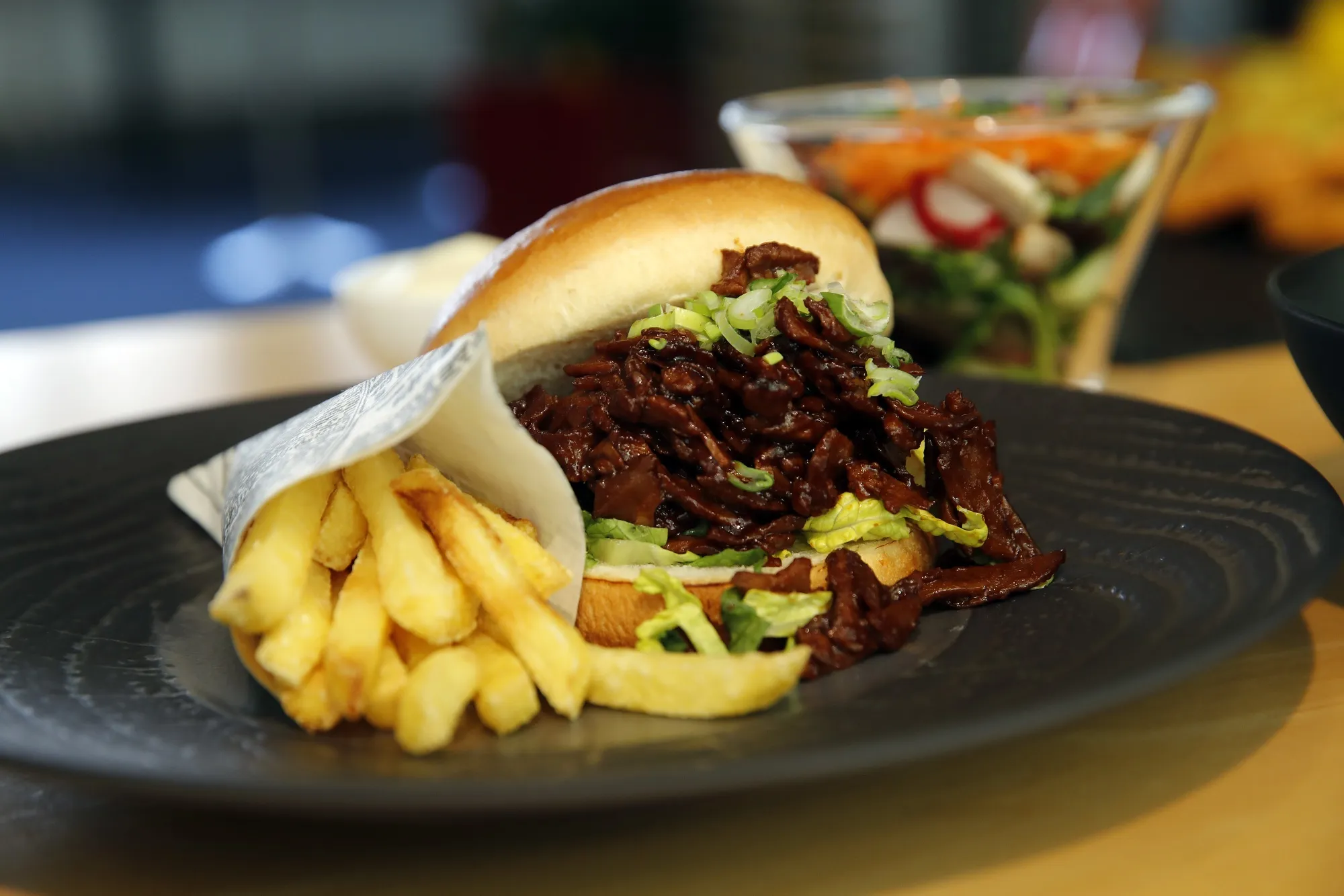 A sandwich with plant-based meat-free pieces at the Nestle’s headquarters in Vevey, Switzerland.