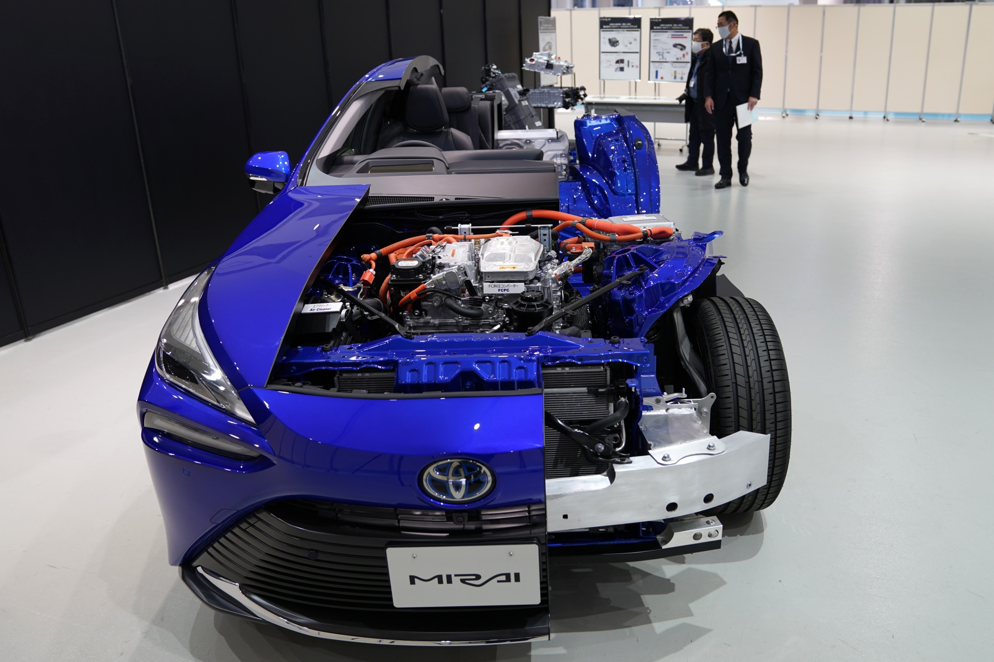 A cutaway model of the Toyota Mirai at the company's showroom in Tokyo.