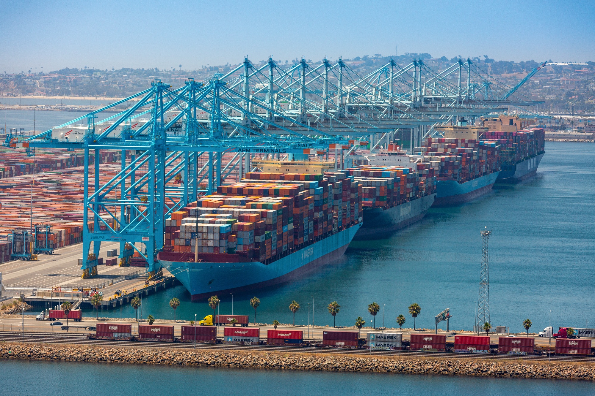 Container ships at the Port of Los Angeles.