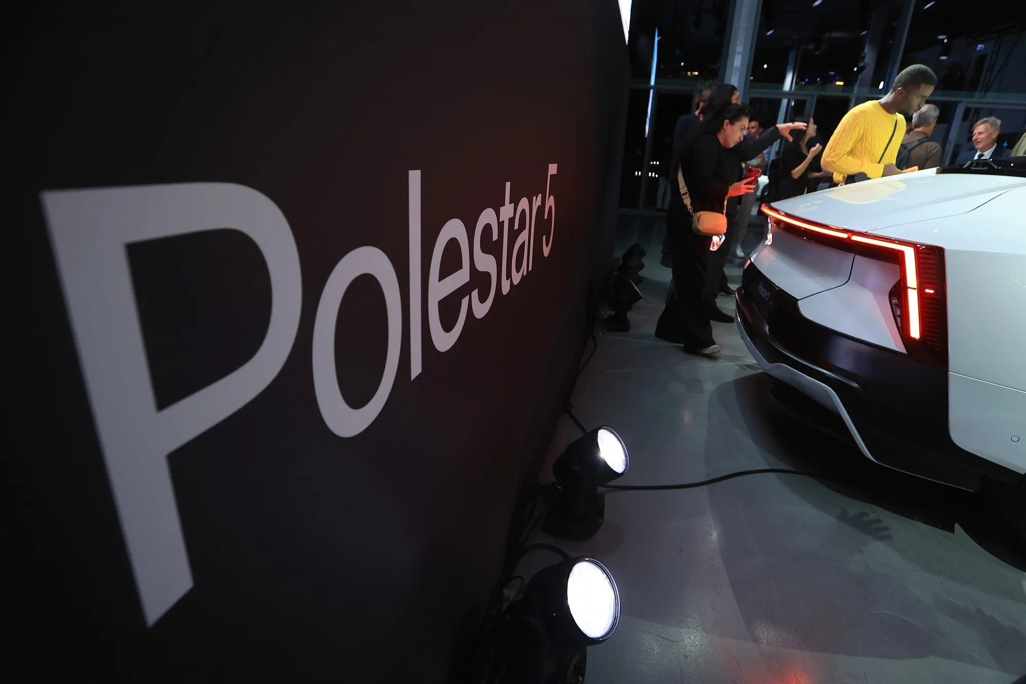 The Polestar 5 electric vehicle, which has no rear windscreen, during a launch event at the IAA Mobility 2025 expo in Munich, Germany, on Sept. 8, 2025.&nbsp;