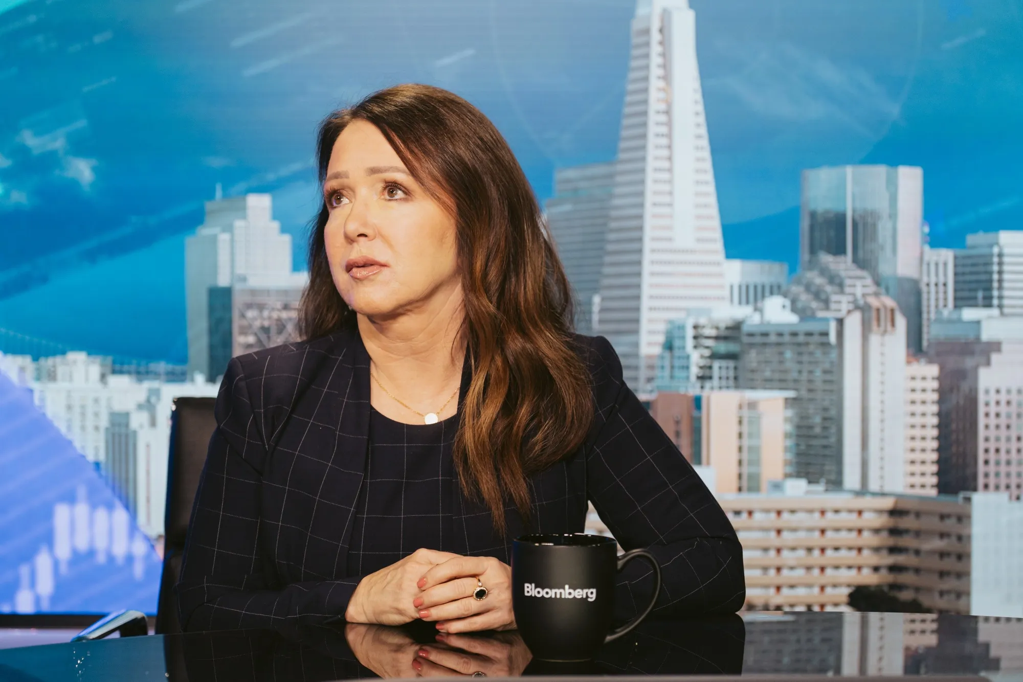 CalPERS CEO Marcie Frost during an interview with Bloomberg Television last month.