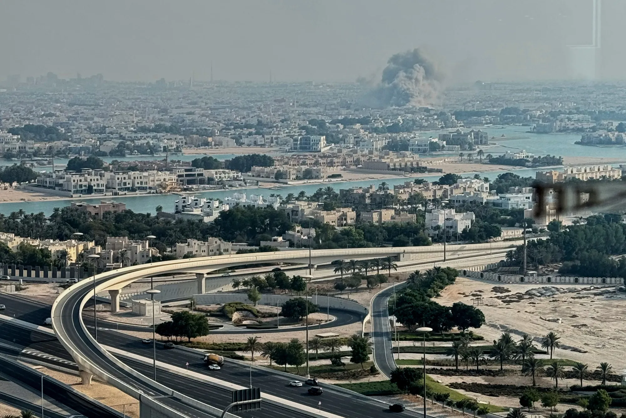 Smoke following&nbsp;an Israeli strike in Doha, Qatar, on Sept. 9.