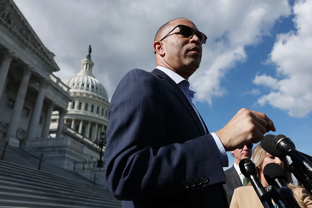 Hakeem Jeffries speaks to reporters during a news conference at the US&nbsp;Capitol Building, on Oct.&nbsp;2.