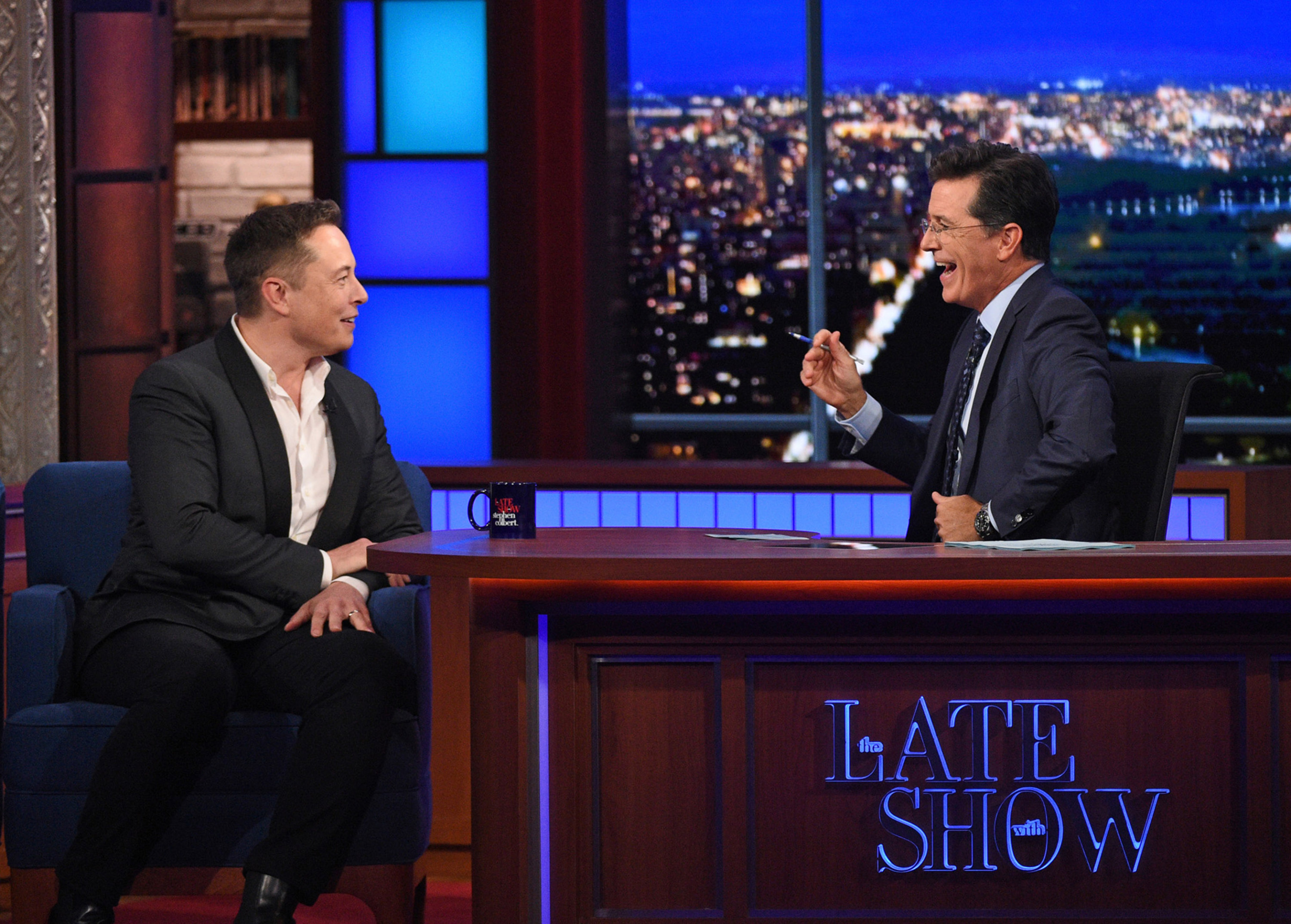 Elon Musk on 'The Late Show with Stephen Colbert.'
