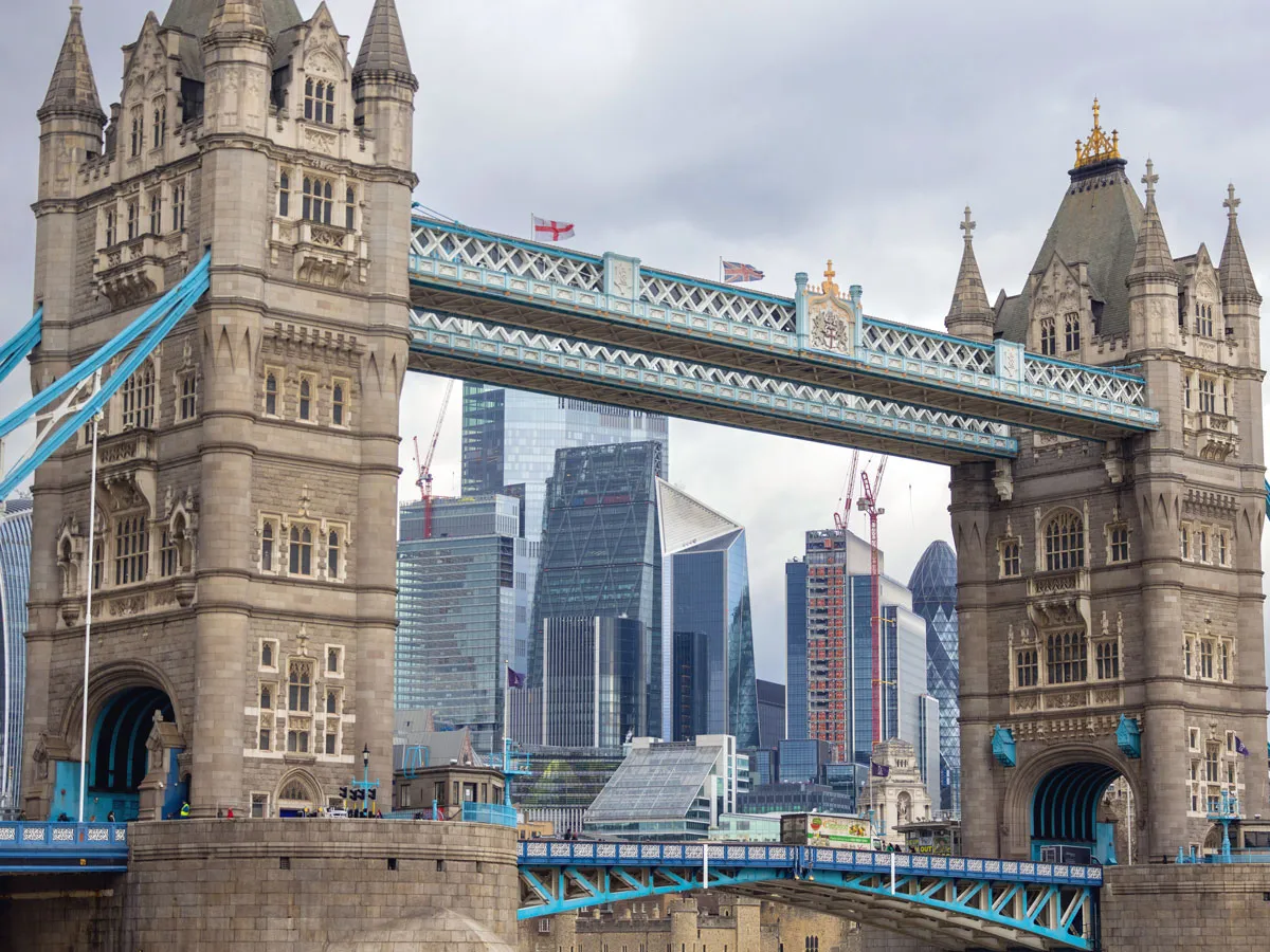 Tower Bridge, on the skyline of the City of London.