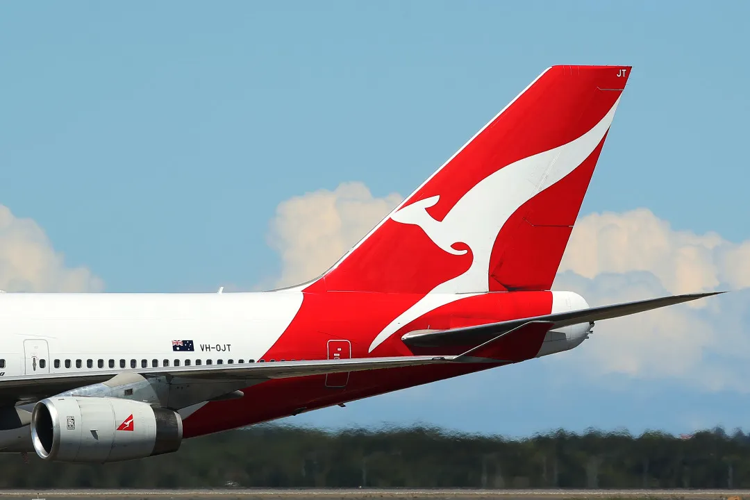 A Boeing Co. 747 aircraft operated by Qantas Airways Ltd. taxis on the runway at Sydney Airport.