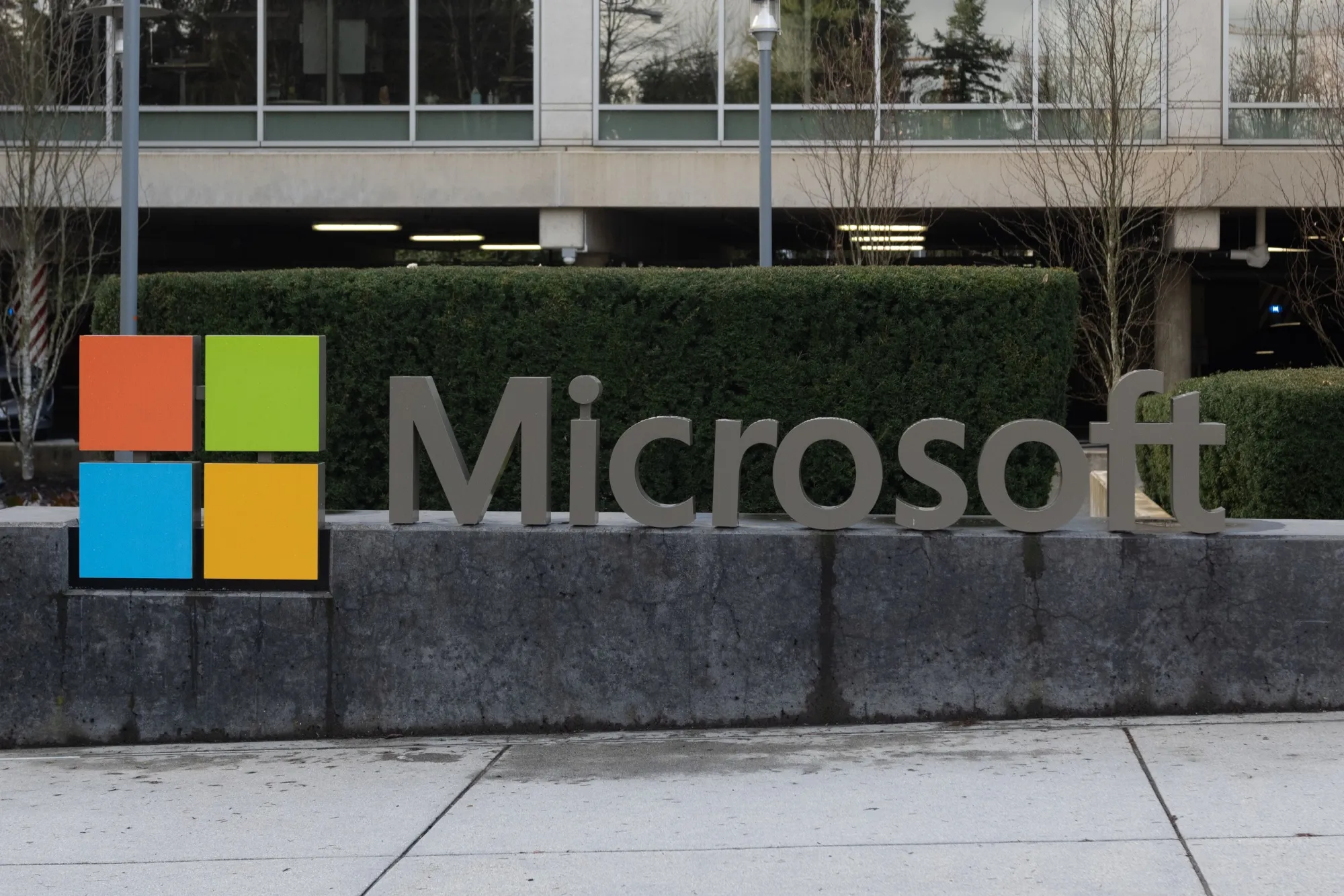 Signage outside the Microsoft Campus in Redmond, Washington, in 2022.
&nbsp;