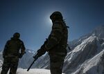 Indian soldiers on a snow-covered road near Zojila mountain pass that connects Srinagar to Ladak.