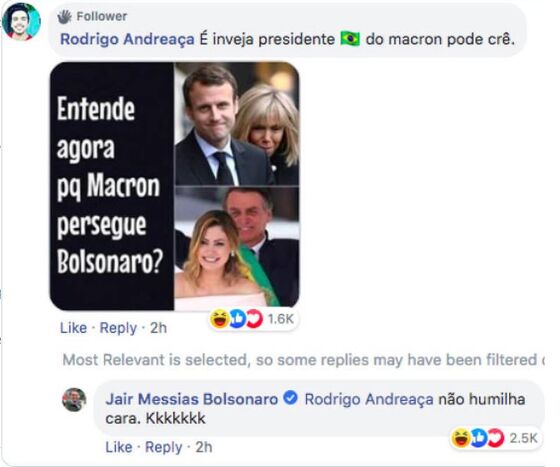 Macron Attacks Bolsonaro for Sexist Jibe at French First Lady