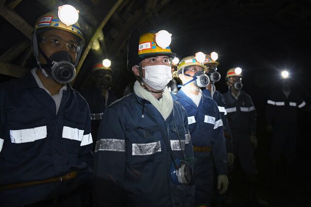 Vietnamese trainee workers at the coal pit underground at Kushiro Coal Mine Co. Photographer: Noriko Hayashi/Bloomberg