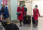 Cathay Pacific Airways cabin crew in San Francisco on Jan. 28.