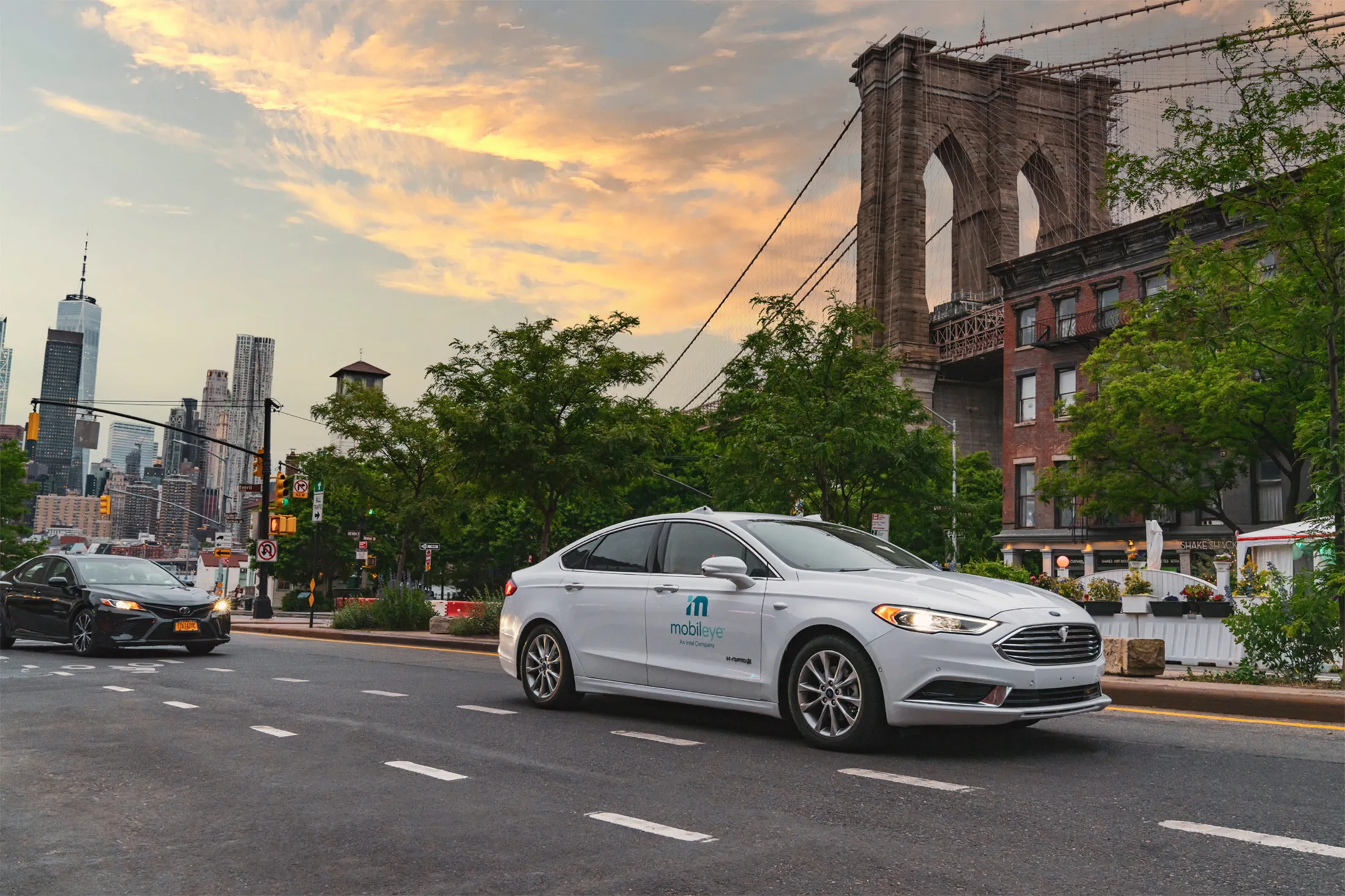 A self-driving vehicle from Mobileye’s autonomous test fleet in New York