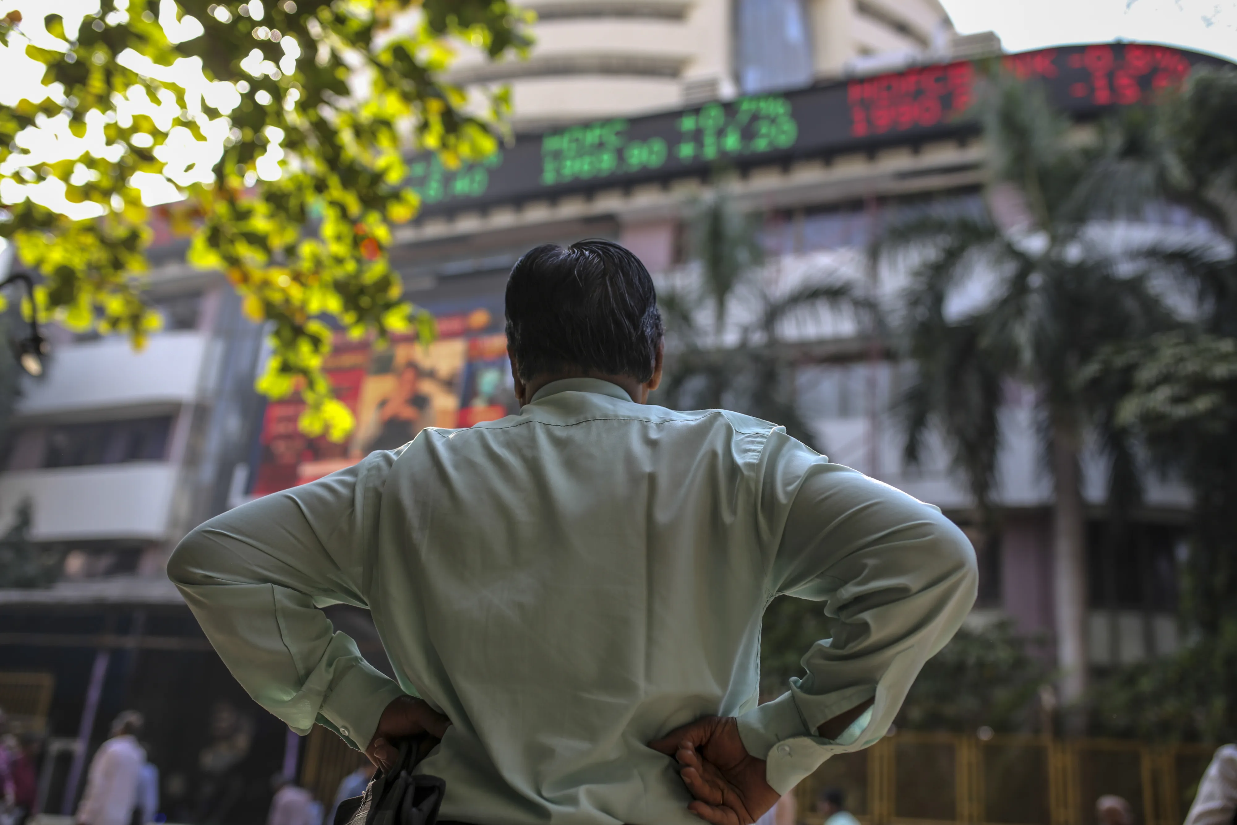 Stock information figures outside the Bombay Stock Exchange,