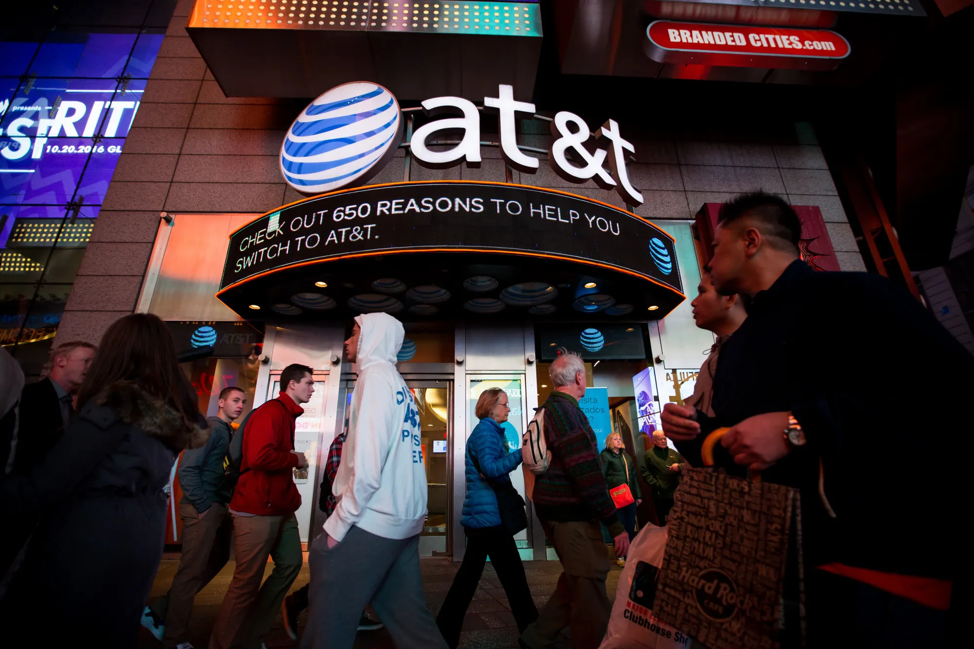 An AT&T Inc. Store And The Time Warner Inc. Center As The Companies Agree To $85.4 Billion Deal 