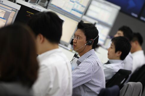 Traders at Korea Exchange Bank