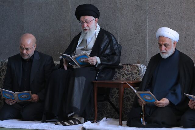 Iranian Supreme Leader Ali Khamenei (center) during Friday prayers in Tehran in October 2024. Khamenei and several other officials were killed in the initial attack on Iran on Feb. 28 by Israel and the US.