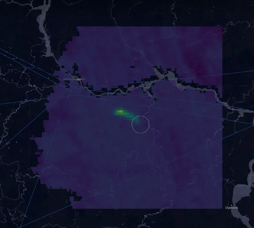 A methane plume observed by satellite over Russia on Oct. 5.