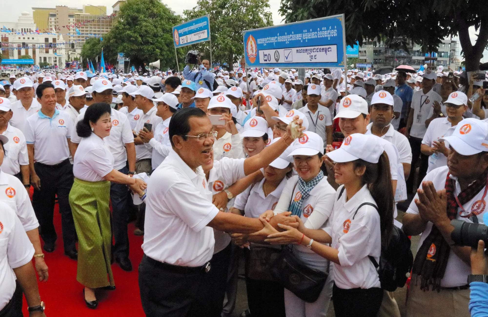 Hun Sen at a campaign rally on July 7.