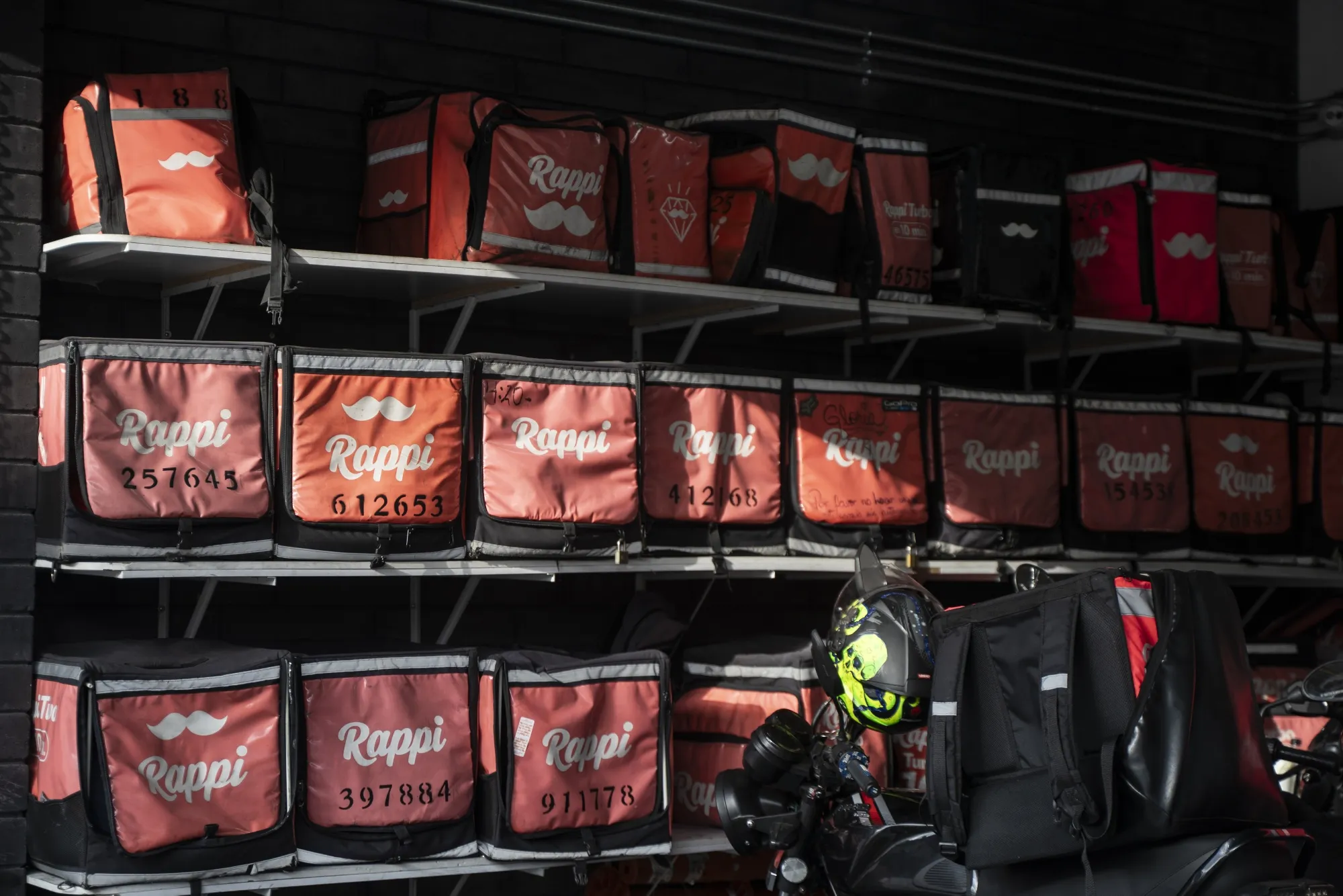 Rappi Inc. courier bags in Bogota, Colombia.