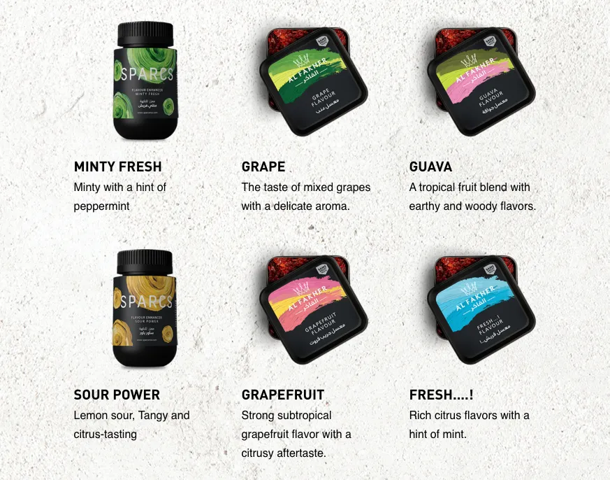 Shisha products on the&nbsp;Al Fakher website.